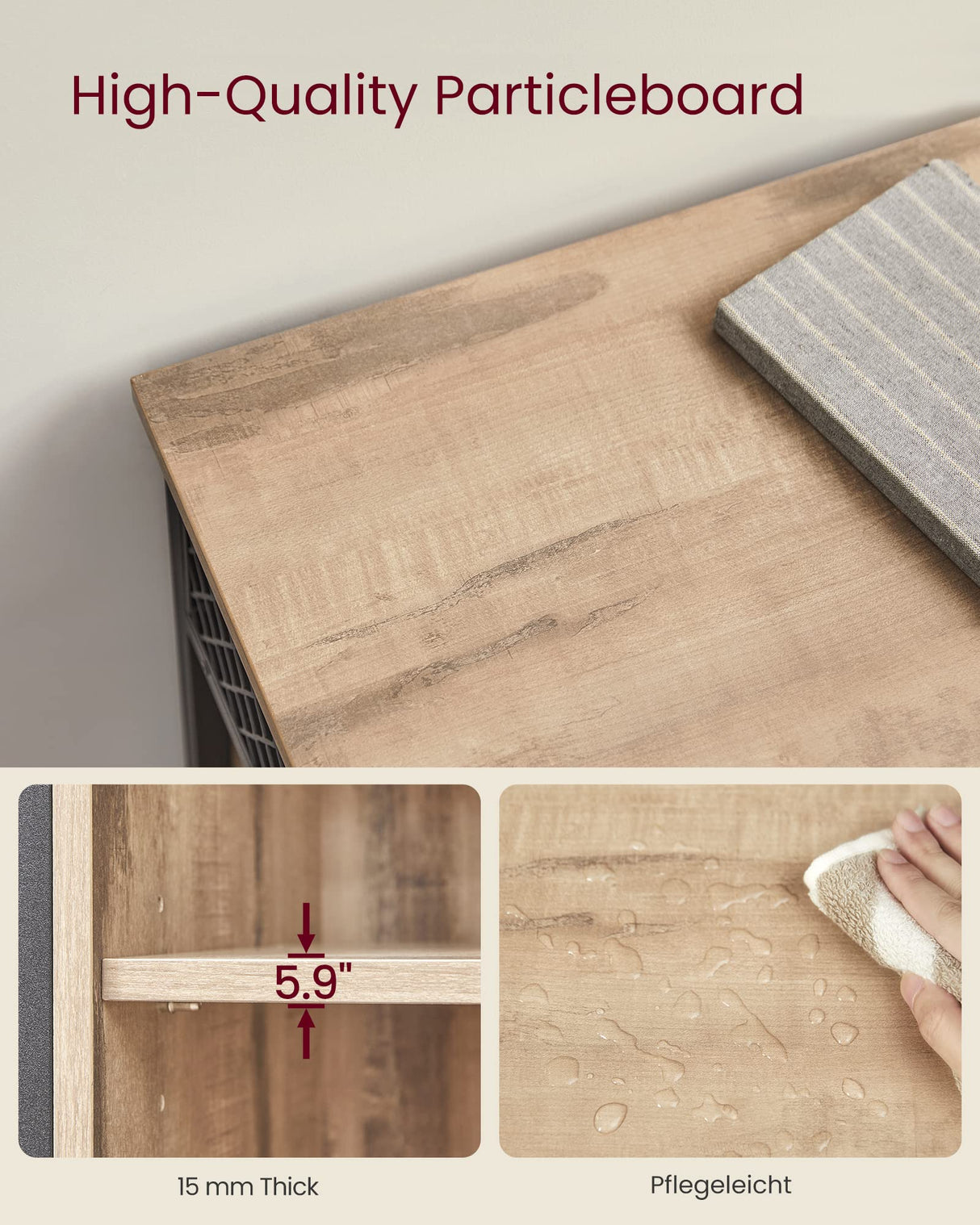 VASAGLE Buffet Cabinet, Sideboard with Open Compartment, Sliding Barn Door, 11.8"D x 27.6"W x 31.5"H, Toasted Oak and Black ULSC089B50 VASAGLE