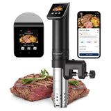 KitchenBoss WIFI Sous Vide Cooker: Ultra-Quiet Sous-vide Cooking Machine 1100 Watts Stainless Steel Immersion Circulator for Kitchen with TFT Preset Recipes, Black KitchenBoss