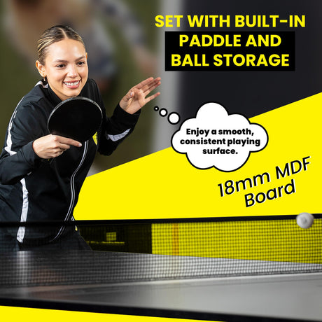 Killerspin MyT 415X Mega, Ping Pong Table, Foldable Table for Table Tennis, Portable Ping Pong Table Set with Built-in Paddle and Ball Storage, 25mm MDF Board Pingpongball Table, Graphite Color Killerspin