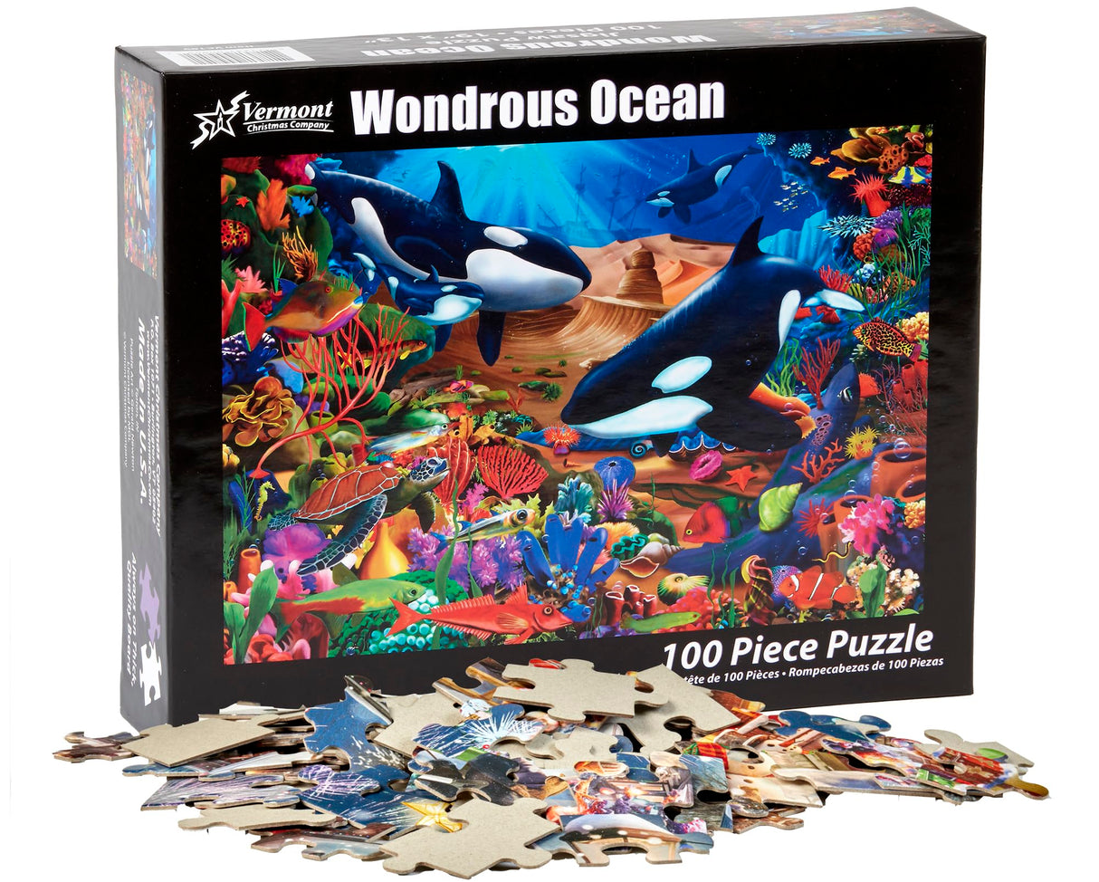 Vermont Christmas Company Wondrous Ocean Jigsaw Puzzle 100 Piece, Large Pieces Perfect for Kids and Seniors Vermont Christmas Company