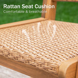 PHI VILLA Outdoor Acacia Wood Dining Chairs Set of 6, Armchairs with Strong Wicker Back & Seat, Farmhouse Style Teak Patio Deck Yard Balcony Garden Furniture PHI VILLA