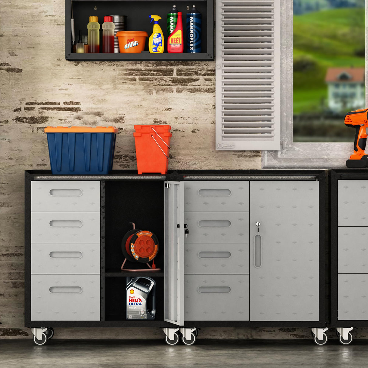 OPTYMIRA Metal Mobile Tool Storage Cabinet with Wheels,Heavy Duty Rolling Tool Cabinets for Garage,Metal Storage Cabinets with 4 Drawer and 1 Locking Doors,Assembly Required OPTYMIRA