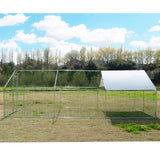 Large Metal Chicken Coop Walk-in Poultry Cage Hen Run House Habitat Spire Shaped Cage with Waterproof and Anti-Ultraviolet Cover for Outdoor Backyard Farm Use (19.68’ L×9.84’ W) Polar Aurora