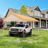 TGEHAP 10' x 20' Upgraded Carport Replacement Top Canopy Cover for Car Garage Top Tarp Shelter, Waterproof Car Cover Tent for Party Garden Boat with Ball Bungees (Frame is not Included) TGEHAP