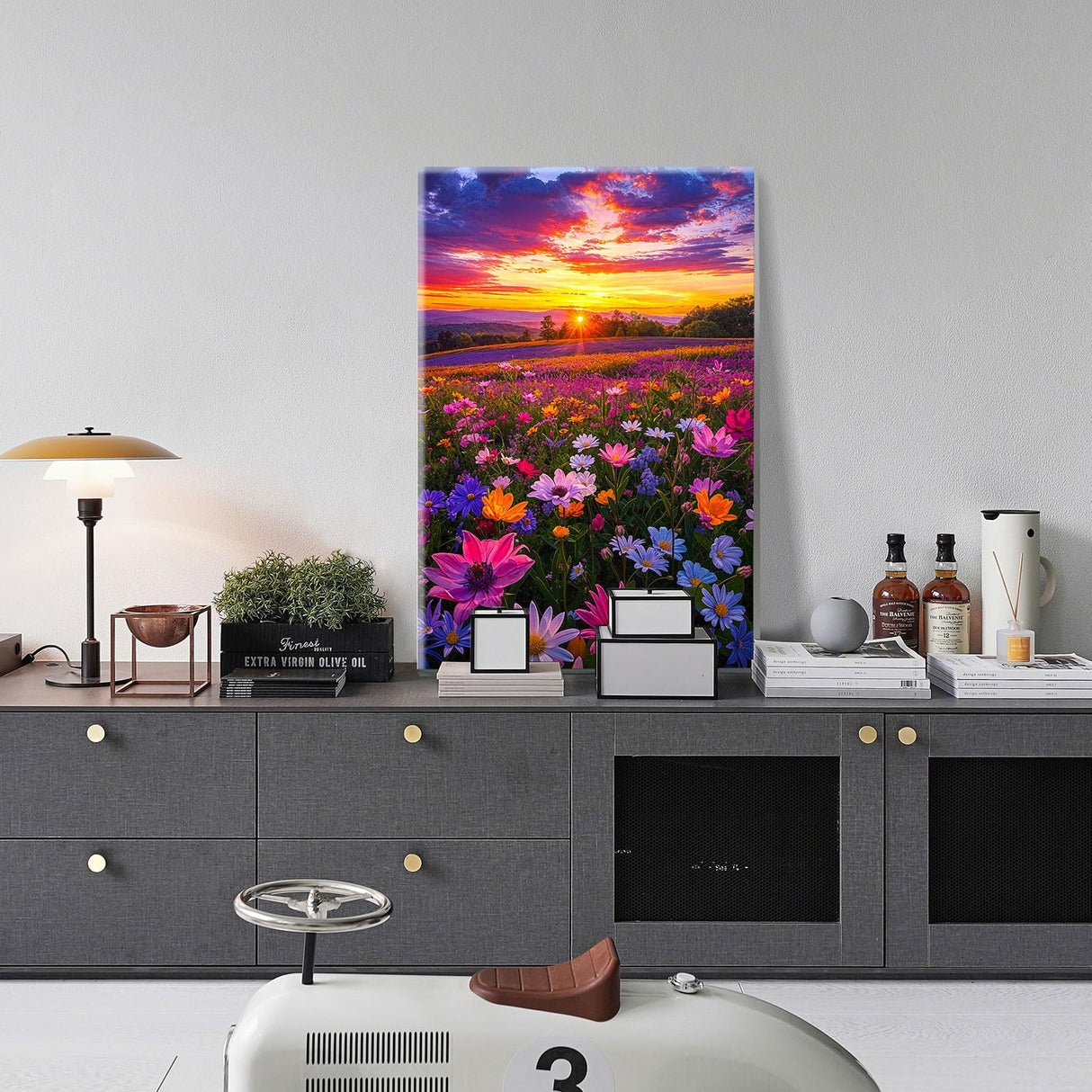 JOOZ Flowers Paint by Numbers Kit for Adults with Frame, Paint by Number with Easel, Adults Paint by Number Kits Framed Canvas, DIY Sunset Oil Painting Kit for Home Wall Decor 8 x 12 Inch JOOZ