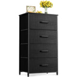 ODK Dresser for Bedroom with 4 Storage Drawers, Small Dresser Chest of Drawers Fabric Dresser with Sturdy Steel Frame, Dresser for Closet with Wood Top, Black ODK