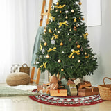 Christmas Tree Skirt 48 Inches, Red and Green Xmas Tree Mat with Winter Snowflake for Christmas Decorations Holiday Party Indoor Outdoor Home Decor (Red and Green) BULINGLY