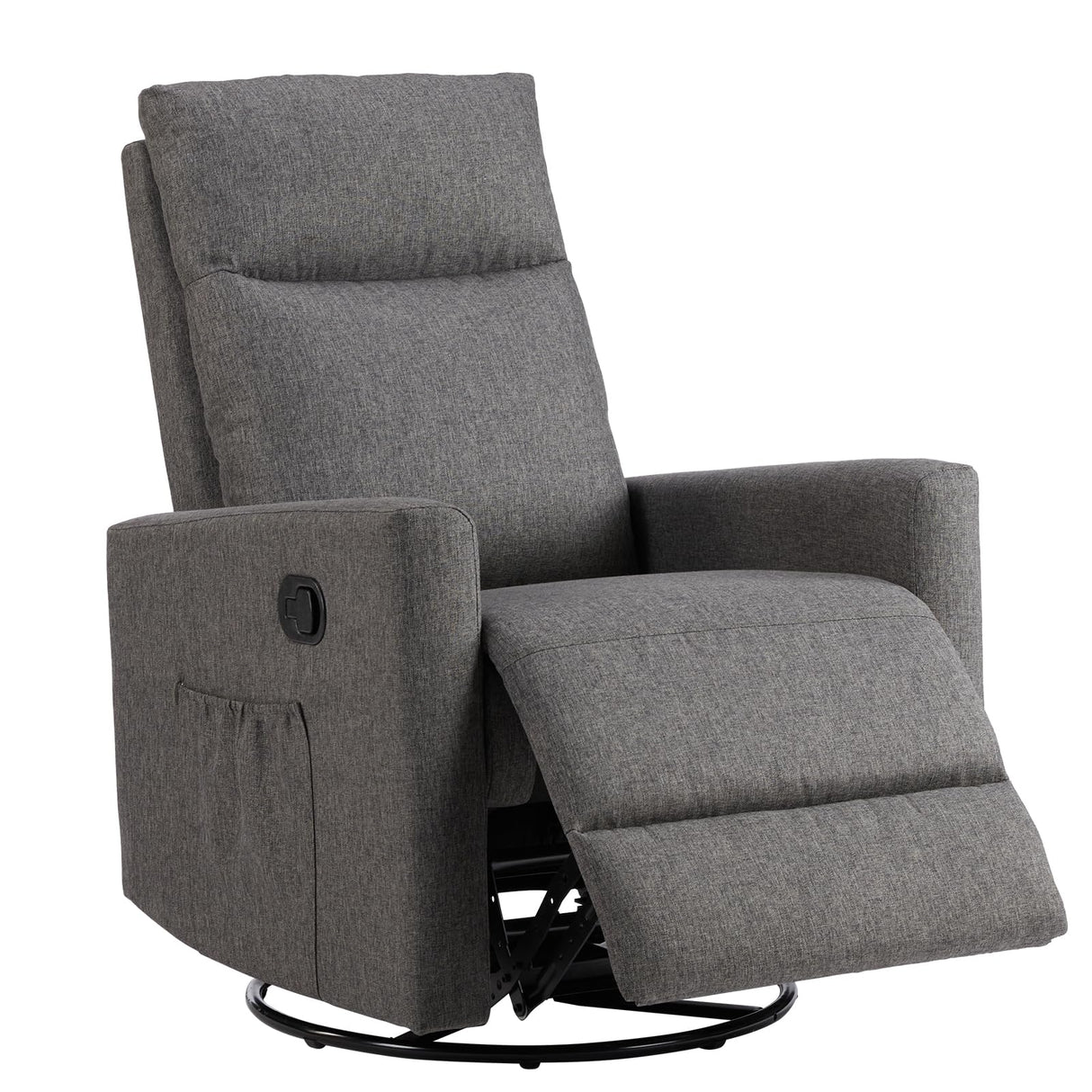 Sweetcrispy Recliner Chair, 360 Swivel Rocker Chair for Adults, Glider Rocker Recliners, Nursery Chairs for Living Room, High Back, Upholstered Deep Seat, Grey Sweetcrispy