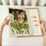 clberni Punch Needle Kit, Punch Needle Embroidery kit, Crafts for Adults, Matching 16“Photo Frame Hanging on Wall as Home Décor (Forest with Photo Frame) clberni