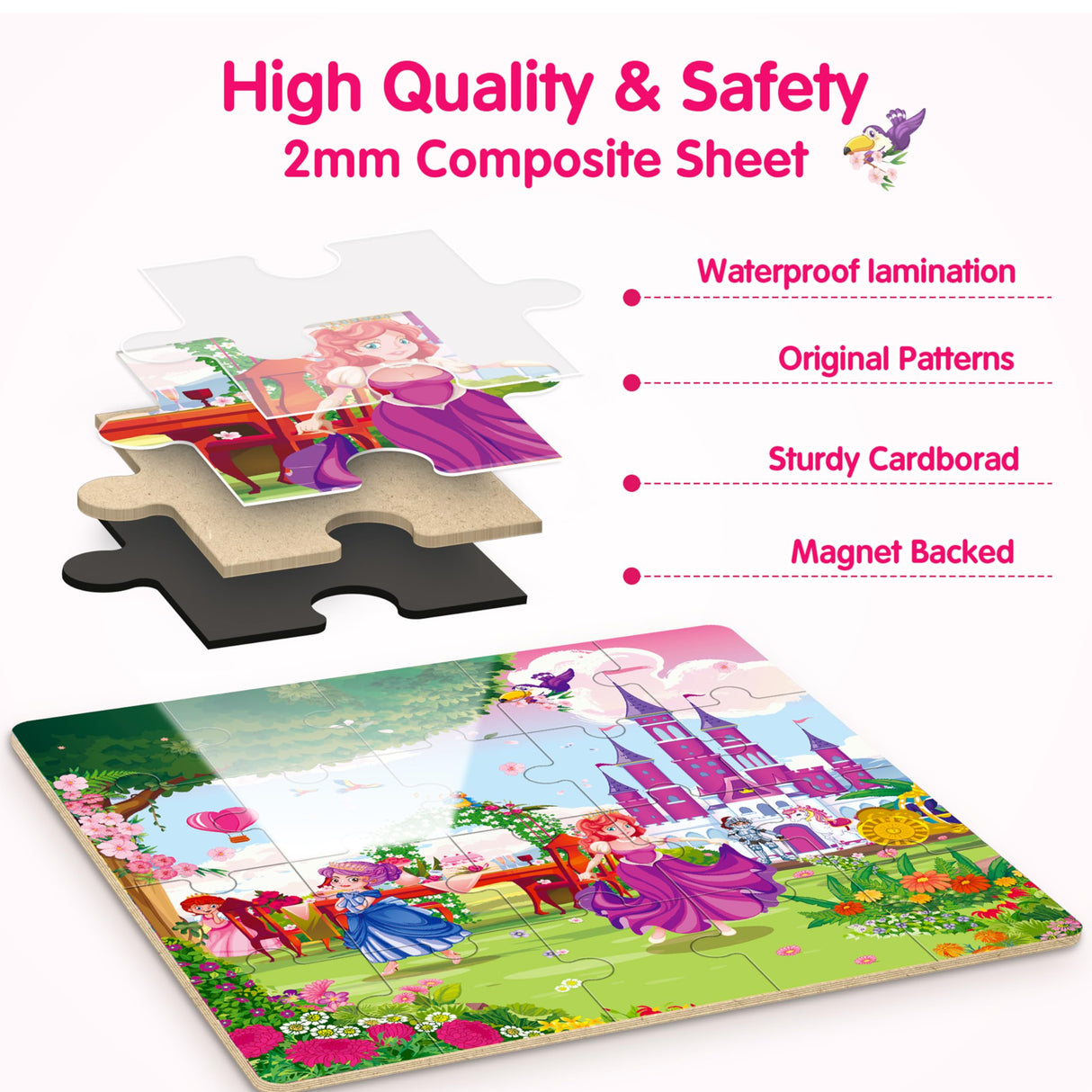 SYNARRY Unicorn Mermaid Princess Magnetic Puzzles for Toddlers 3-5 Girls, 20 Pieces Travel Puzzles for Kids Ages 4-6, Car Airplane Road Trip Activities Toys for 3 4 5 6 Year Old Girls Birthday Gifts SYNARRY