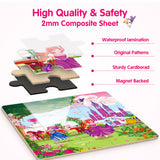 SYNARRY Unicorn Mermaid Princess Magnetic Puzzles for Toddlers 3-5 Girls, 20 Pieces Travel Puzzles for Kids Ages 4-6, Car Airplane Road Trip Activities Toys for 3 4 5 6 Year Old Girls Birthday Gifts SYNARRY