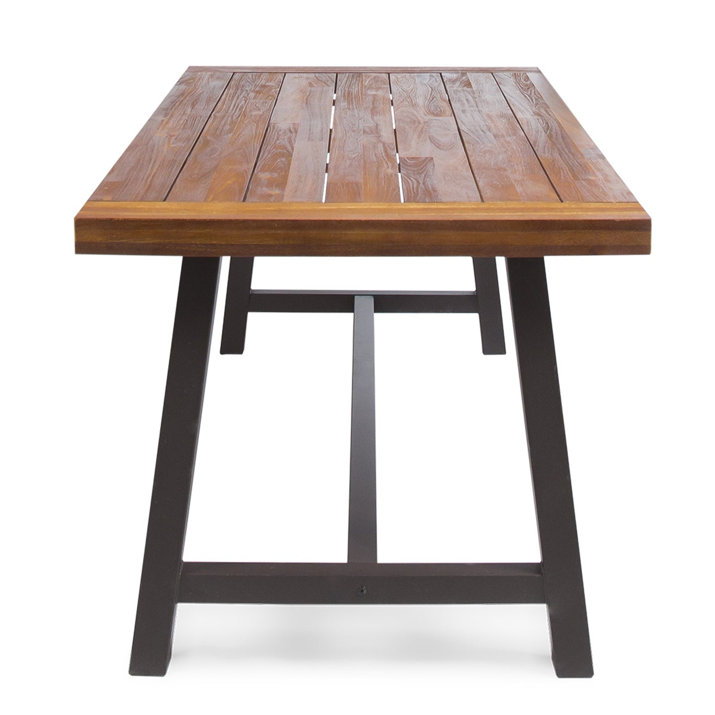 Christopher Knight Home Carlisle Outdoor Dining Table with Iron Legs, Sandblast Finish / Rustic Metal - WoodArtSupply