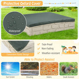 HONEY JOY Sandbox with Cover, 47x47 Inch Square Sand Pit for Backyard, Bottom Drainage Oxford Liner, HDPE Playful All Weather Resistant Sand Boxes for Kids Outdoor with Lid (White) HONEY JOY