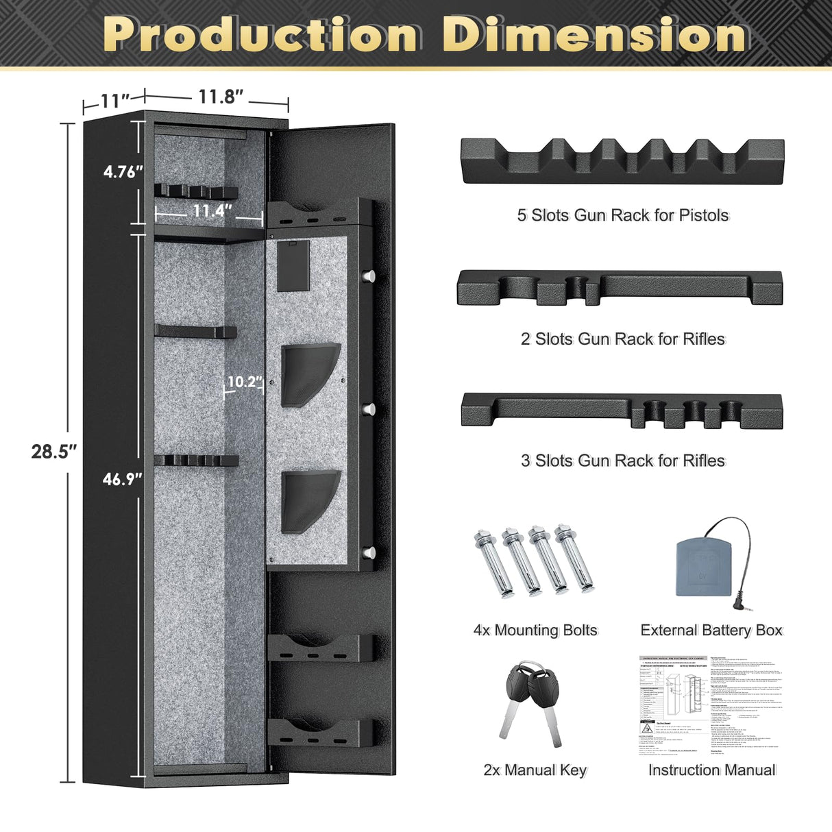 INTERGREAT 4-6 Gun Safes,Gun Safe for Rifles and Pistols,Shotgun Rifle Safe,Gun Safes for Rifle and Shotguns,with Digital Keypad/Removable Shelf for Rifles Safes INTERGREAT