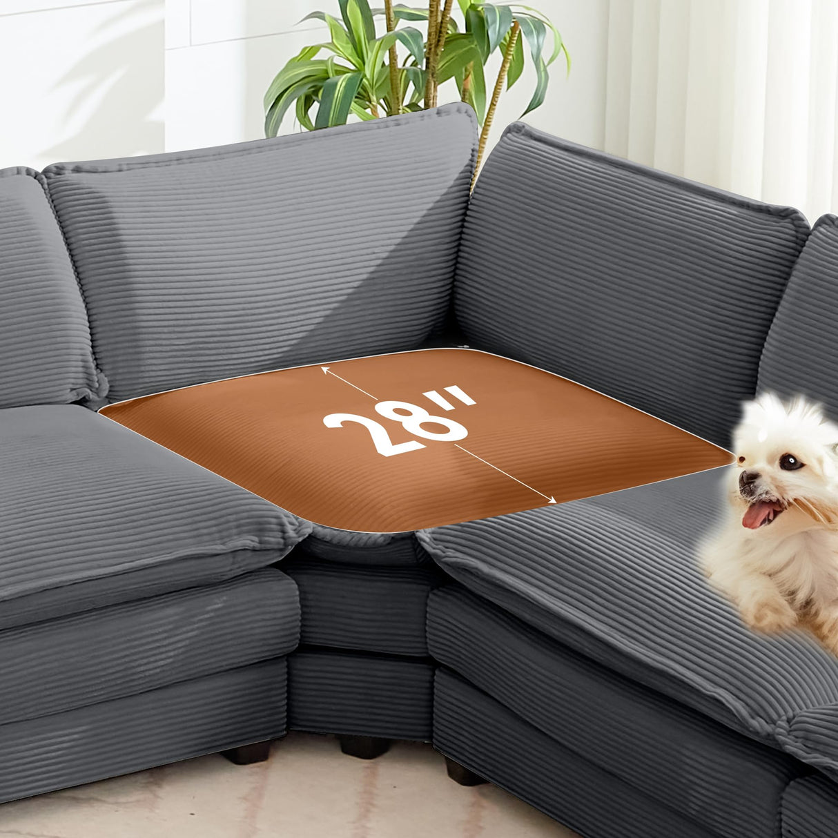 ROWHY 150'' Modular Sectional Sofa Cloud Couch, Corner Sofa Big Comfy Corduroy Oversized L Shaped Couch with 4 Pillows, Chaise, Ottoman, Deep Seat Couches for Living Room Office, Dark Grey ROWHY