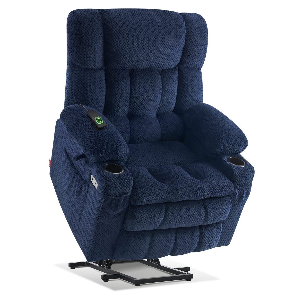 MCombo Dual Motor Power Lift Recliner Chair with Massage and Heat for Elderly People, Infinite Position, USB Ports, Cup Holders, Fabric 7890 (Medium, Yale Blue) MCombo