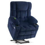 MCombo Dual Motor Power Lift Recliner Chair with Massage and Heat for Elderly People, Infinite Position, USB Ports, Cup Holders, Fabric 7890 (Medium, Yale Blue) MCombo
