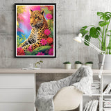Reofrey DIY Diamond Art Painting Kits for Adults Leopard, Diamond Art Animal Full Drill Round Rhinestone Diamond Art Painting Accessories, Cross Stitch Embroidery for Crafts (30x40 cm/ 12x16 inch) Reofrey