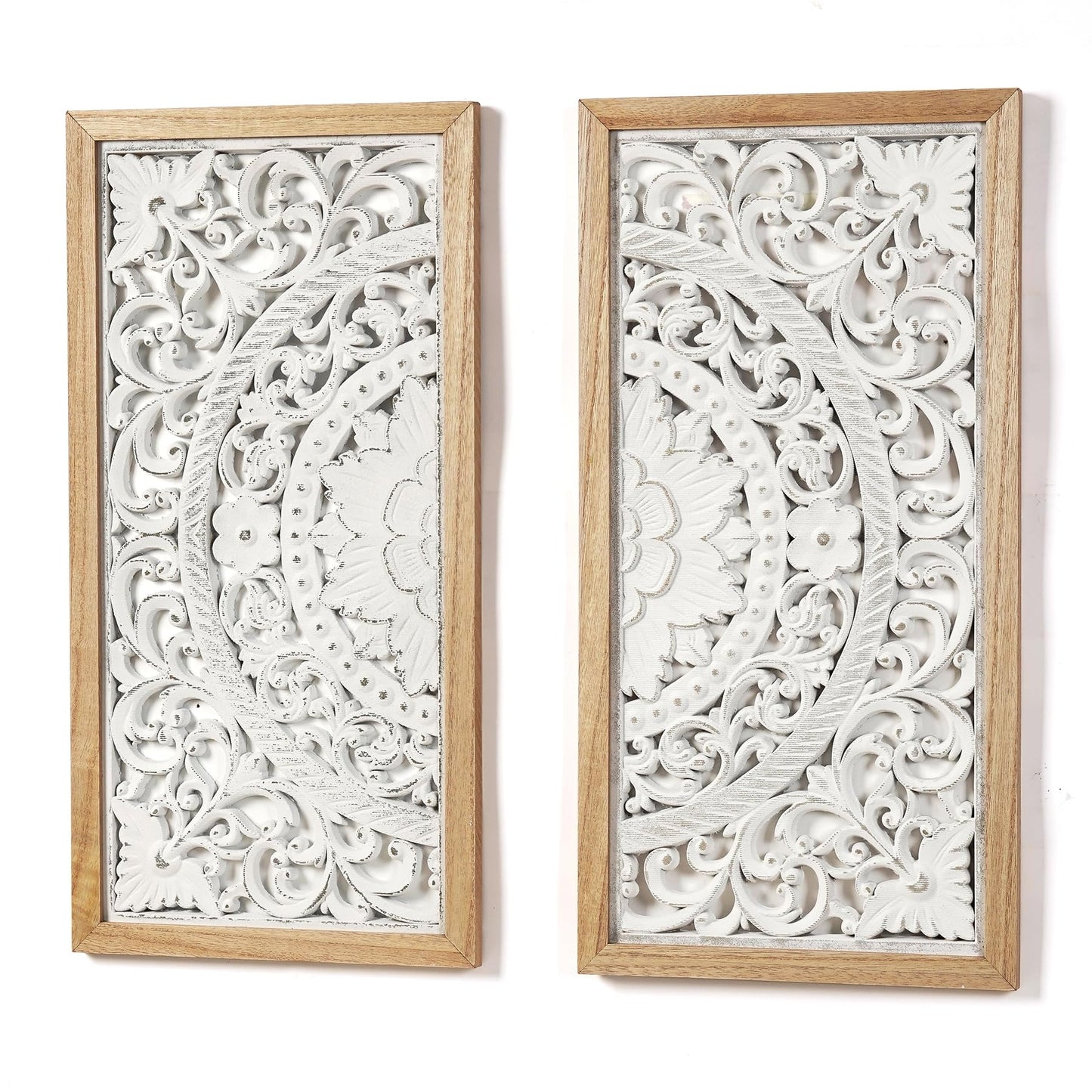 AHUONEL 2 Panel Wall Art Decor Wall Sculpture, Carved Wood Wall Decor Wall Hanging Decor, Rustic Farmhouse Wall Decor for Living Room Bedroom Entryway Hall Office Home Decor, 23"x11.5"