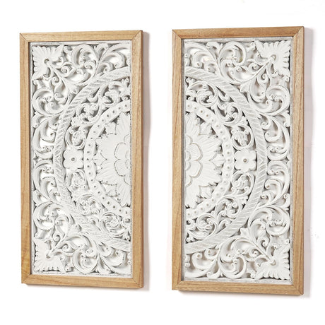 AHUONEL 2 Panel Wall Art Decor Wall Sculpture, Carved Wood Wall Decor Wall Hanging Decor, Rustic Farmhouse Wall Decor for Living Room Bedroom Entryway Hall Office Home Decor, 23"x11.5" AHUONEL