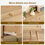 TEENFON 47.2''Wide 7 Drawer Rattan Dresser, Boho Dresser for Bedroom, Chest of Drawers, Closet Organizer, Natural Wood Dressers Chest for Bedroom, Living Room, Entryway, Natural TEENFON