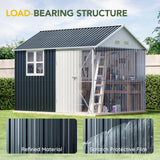 Breezz 8X10FT Outdoor Steel Storage Shed with Clear Window, Lockable Doors, Weather-Resistant Metal Tool Shed for Garden, Backyard, Patio, and Utility Storage.Nightblue BreezZ