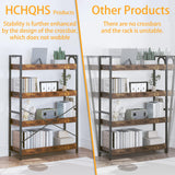 HCHQHS 4 Tier Bookshelf, Adjustable Industrial Bookcase, Vertical Tall Book Shelf, Wood and Black Metal Open Bookshelves for Home Office, Living Room, Bedroom HCHQHS