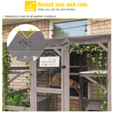 Aivituvin Cat House Outdoor Catio Kitty Enclosure with Super Large Enter Door,Wooden Cat Cage Condo Indoor Playpen with Platforms,Small House,70 Inch Aivituvin