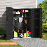 KINYING Outdoor Vertical Storage Shed,57 Cu.ft Outdoor Storage Cabinet Waterproof,Resin Sheds & Outdoor Storage Clearance for Garden,Patio,Backyard,Lockable (Black) KINYING