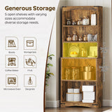 YATINEY Tall Bookcase and Bookshelf, 6-Tier Bookcase with Storage, 63" Wooden Bookshelf, Farmhouse Freestanding Display Storage Shelves for Home Office, Living Room, Rustic Brown SJ09BR YATINEY