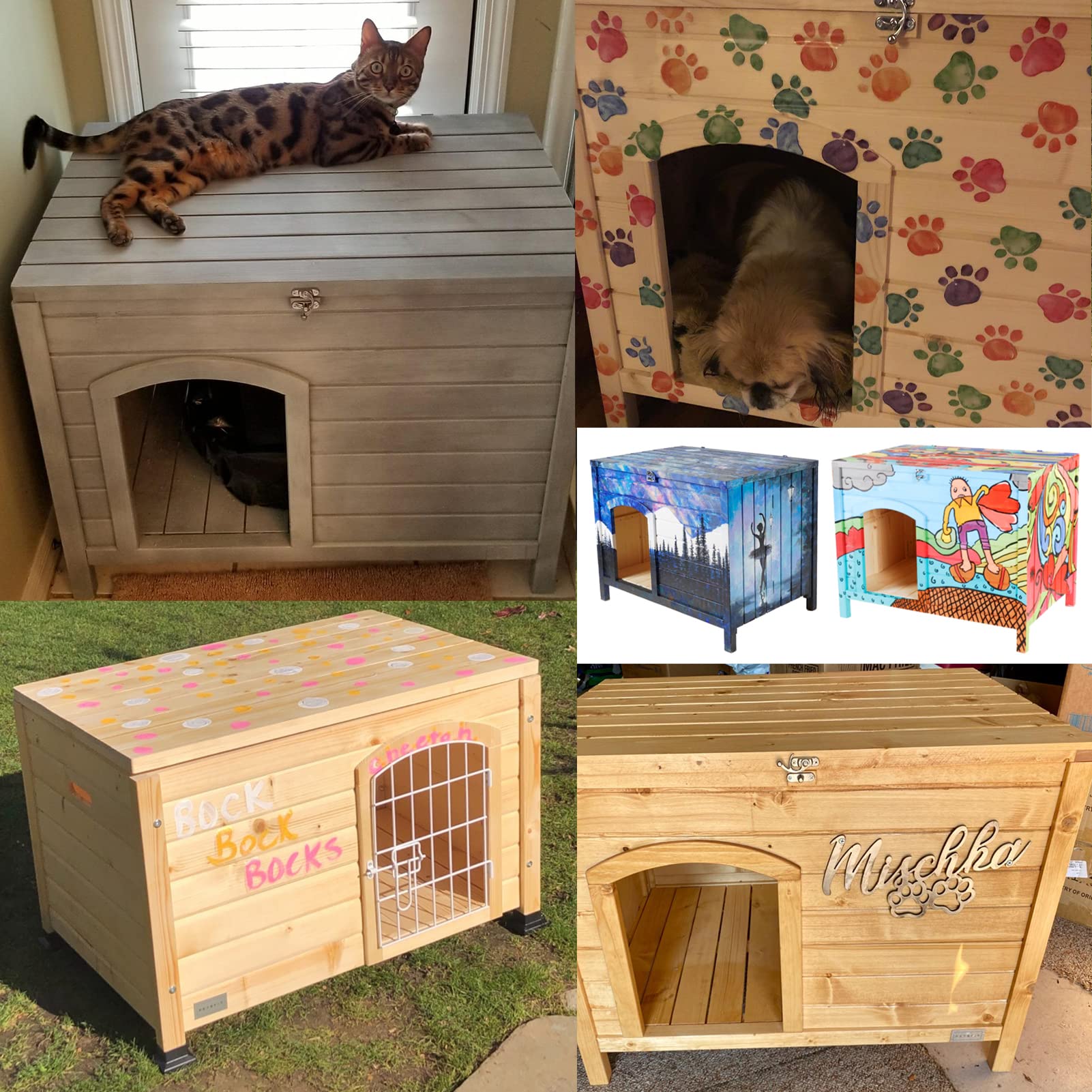 Petsfit Large Cat Litter Box Furniture Hidden,No Tools Required Assembly,Cat Washroom Furniture with Top Opening,Wooden Pet House End Table,Folding Litter Box Enclosure,35.5L x 23.5W x 27H in - WoodArtSupply