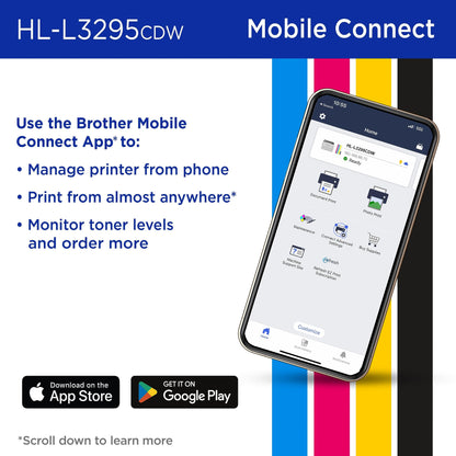 Brother HL-L3295CDW Wireless Compact Digital Color Printer with Laser Quality Output,Duplex,NFC,Mobile & Ethernet Includes 4 Month Refresh Subscription Trial,Amazon Dash Replenishment Ready,HLL3295CDW