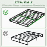 VIPSHOW 10 Inch Queen Metal Bed Frame Round Corner Low Platform Bed Frames 3000 LBS Heavy Duty Steel Slats Support Mattress Foundation No Box Spring Needed, Noise Free, Easy Assembly, Black VIPSHOW