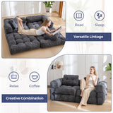 MAXYOYO Folding Sofa Bed, L-Shaped Convertible Sofa Bed with Armrest Foldable Sleeper Sofa with Pillow, Portable Fold Out Chair Bed Comfy Floor Sofa Lounge for Living Room Bedroom, Dark Grey MAXYOYO