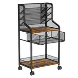Jakyitvi 6-Tier Rolling Bathroom Storage Cart with Mesh Drawer, Metal Utility Cart with Lockable Wheels for Towels, Toiletries, and Cleaning Supplies, Organization Cart for Bathroom, Kitchen, Laundry Jakyitvi