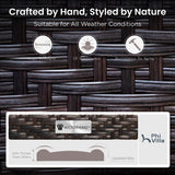 PHI VILLA Outdoor Modern Patio Furniture Set, Upgraded Wicker&Metal Patio Furniture Conversation Set with Waterproof Thick Cushions for Porch, Poolside, Deck, and Yard (5 Pieces,Grey) PHI VILLA