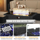 LayinSun 15 Piece Patio Furniture Set with Fire Pit Table, Outdoor Conversation Sets Wicker Rattan Sectional Sofa with Coffee Table LayinSun