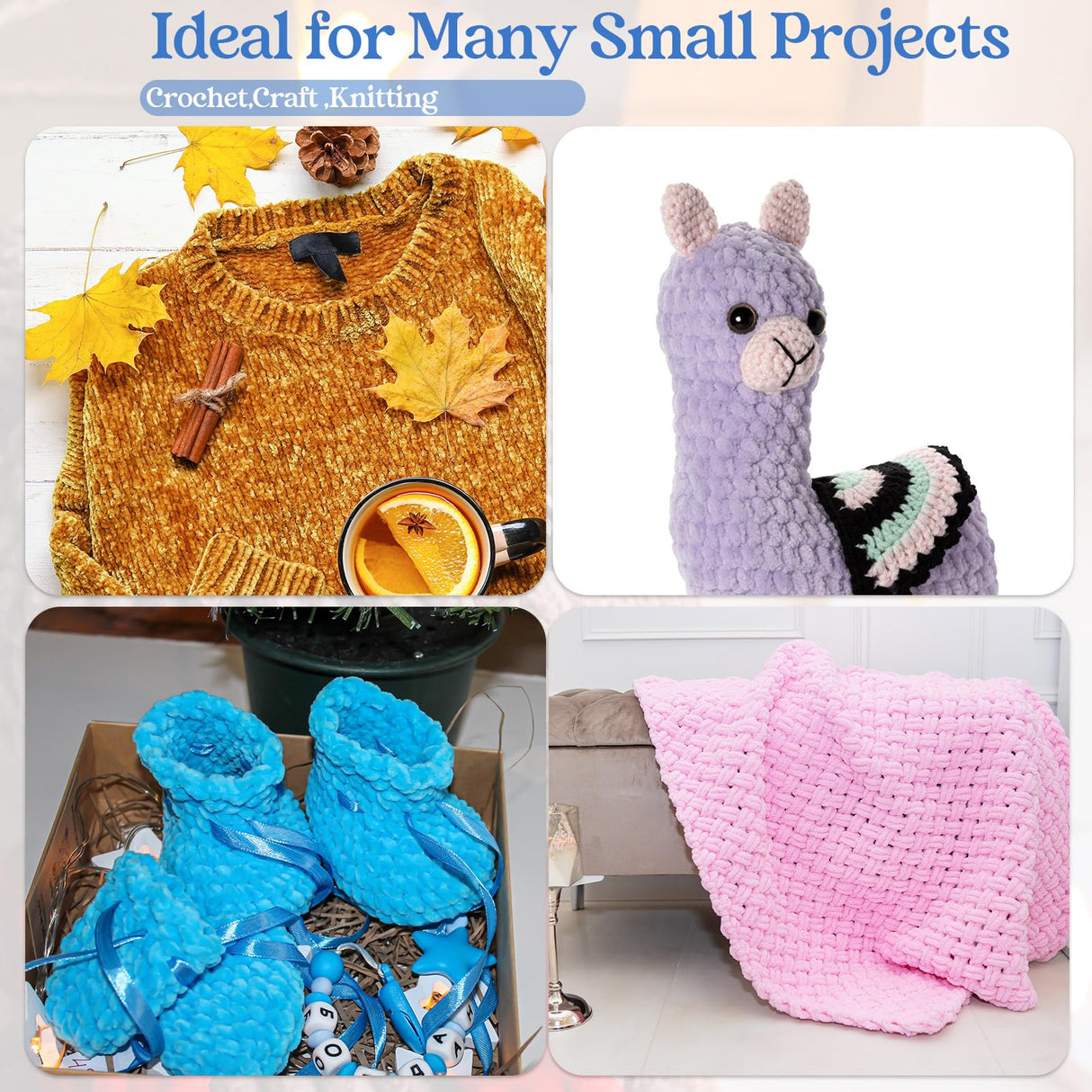 Xinnun 12 Skeins 1116 Yards Chenille Velvet Soft Thick Plush Yarn Bulk for Crocheting Knitting Baby Blanket DIY Weaving Craft, 6mm, 3.5 Oz/Skein(Fresh Color) Xinnun