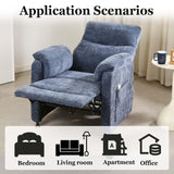 Blue Power Recliner Chairs for Adults, Ultra-Comfy Small Recliners for Small Spaces, Adjustable Electric Recliner Chairs with Remote & 2 Side Pockets - Padded Seat Backrest & Footrest anwickjeff