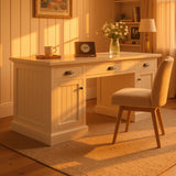 Jocisland 68" Executive Desk for Home Office & Study, Fluted Panel Computer Table with 3 Drawers and 2 Cabinets, Farmhouse Writing Desk – Pure White Jocisland