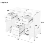 Merax 36" Bathroom Vanity with Sink, Freestanding Modern Bathroom Vanity Cabinet with Sink Top, 4 Drawers and 2 Storage Cabinets, Green Wood Bathroom Vanity Merax