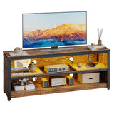 Bestier LED TV Stand for 55/60 Inch TVs, Gaming Entertainment Center with Adjustable Shelves, Modern Industrial Media Console with Storage Shelves for Living Room Bedroom, Rustic Brown Bestier