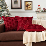 Christmas Pillow Covers 18'' x 18'' Set of 2, Soft Faux Rabbit Fur 3D Embroidery Snowflakes Throw Pillow Covers For Holiday Christmas Decor Sofa, Couch, Party, Invisible Zipper, Skin-Friendly TOYPOPOR