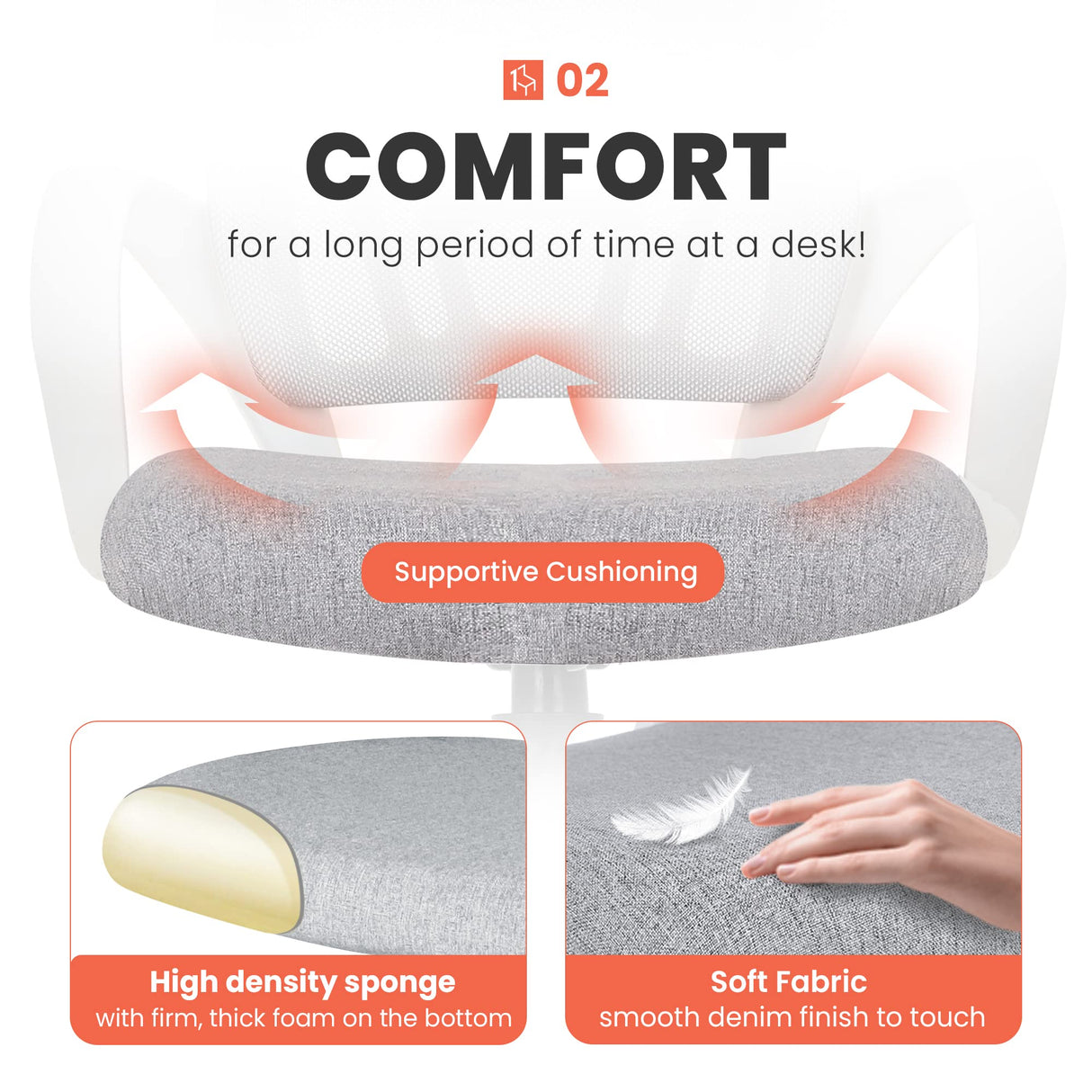 NEO CHAIR Office Chair Computer Desk Chair Gaming Ergonomic Mid Back Cushion Lumbar Support with Comfy Mesh Adjustable Swivel Rolling Home (Grey) NEO CHAIR