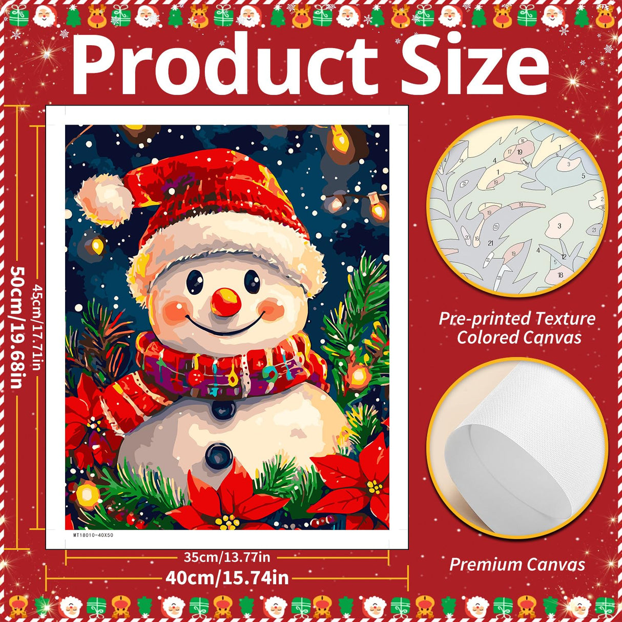 Christmas Paint by Numbers for Adult,Snowman Paint by Numbers Kit for Adults Beginners, DIY Acrylic Painting on Canvas for Home Wall Art Decor 16x20 Inch Mandun