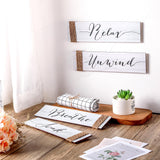 4 Pieces Farmhouse Bathroom Decor Wall Art Bathroom Sign Rustic Bathroom Decor Relax Soak Unwind Breathe Wood Sign for Home Spa Bathroom Decor, 11.8 x 3 Inch (White) Jetec