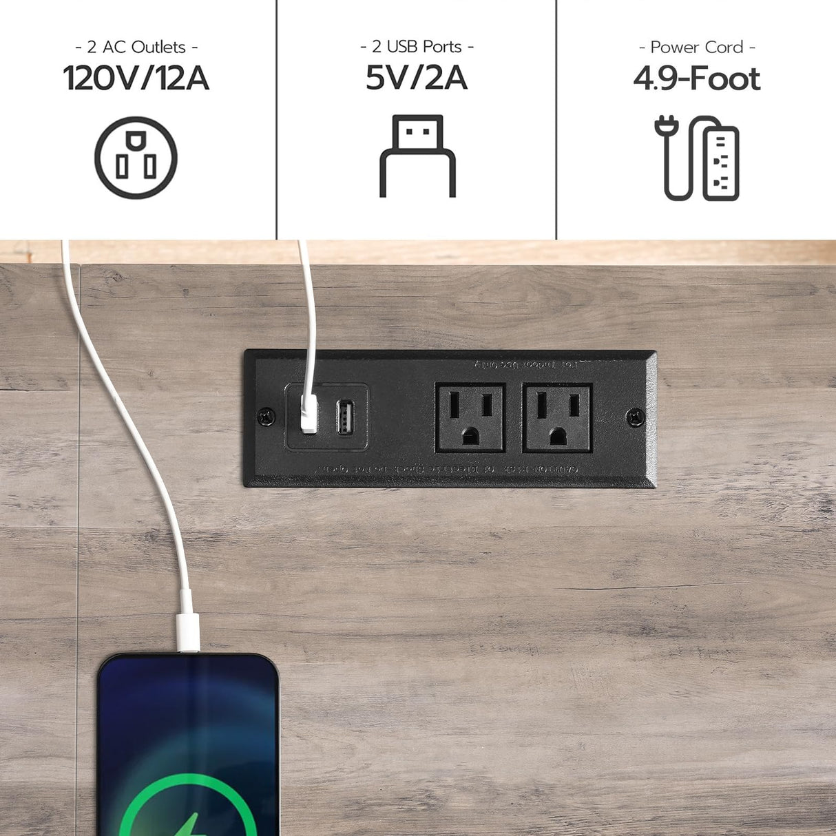 HOOBRO Bar Table with Charging Station, Rectangular Pub Table, High Top Coffee Table, Counter Bar Height Table, Narrow Long Dining Table, 35.4" L x 15.7" W x 35.6" H, Greige BG90UBT01 HOOBRO