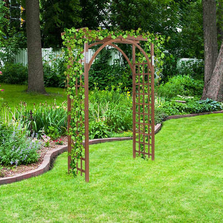 Flandre Wooden Garden Arbor,Wedding Arch for Ceremony, Wood Garden Trellis for Plant Climbing Patio Lawn Backyard Party Wedding Ceremony Decoration Outdoor Gardening Walkway Arches Flandre