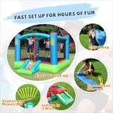 Action Air Bounce House, Outdoor Inflatable Bouncer with Blower, Large Jumping Area Bouncy Castle for Kids Action air