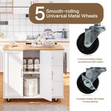 SUNLEI Kitchen Island on Wheels with Storage Cabinet & Foldable Drop Leaf, Rolling Kitchen Table, Cart Handle for Towel Rack, Drop Leaf, Portable Islands for Kitchen (Stylish White, 39.7-INCH) SUNLEI